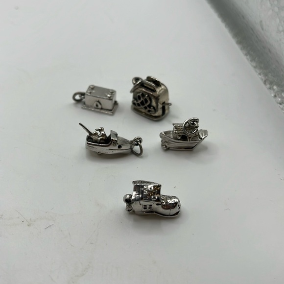 5 Vintage 3D Articulated Sterling Silver Charms - Picture 1 of 10